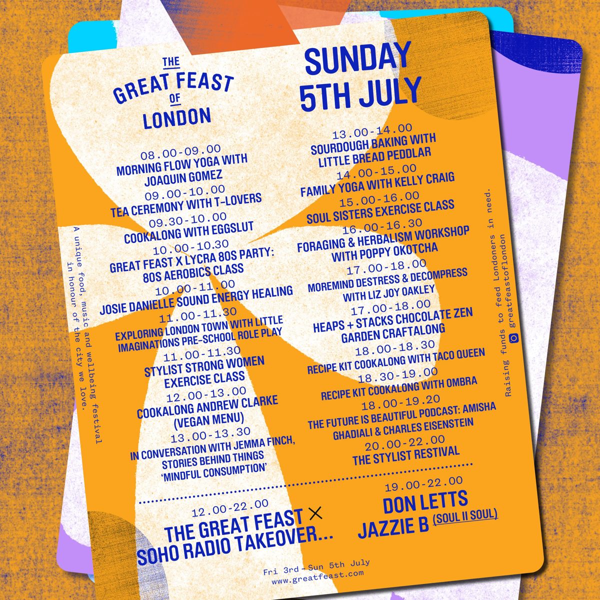 Sunday 5th July line-up, with Don Letts and Jazzie B on Soho Radio